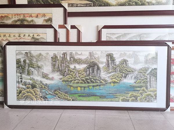 Qifeng green landscape painting banner size: 87X210cm